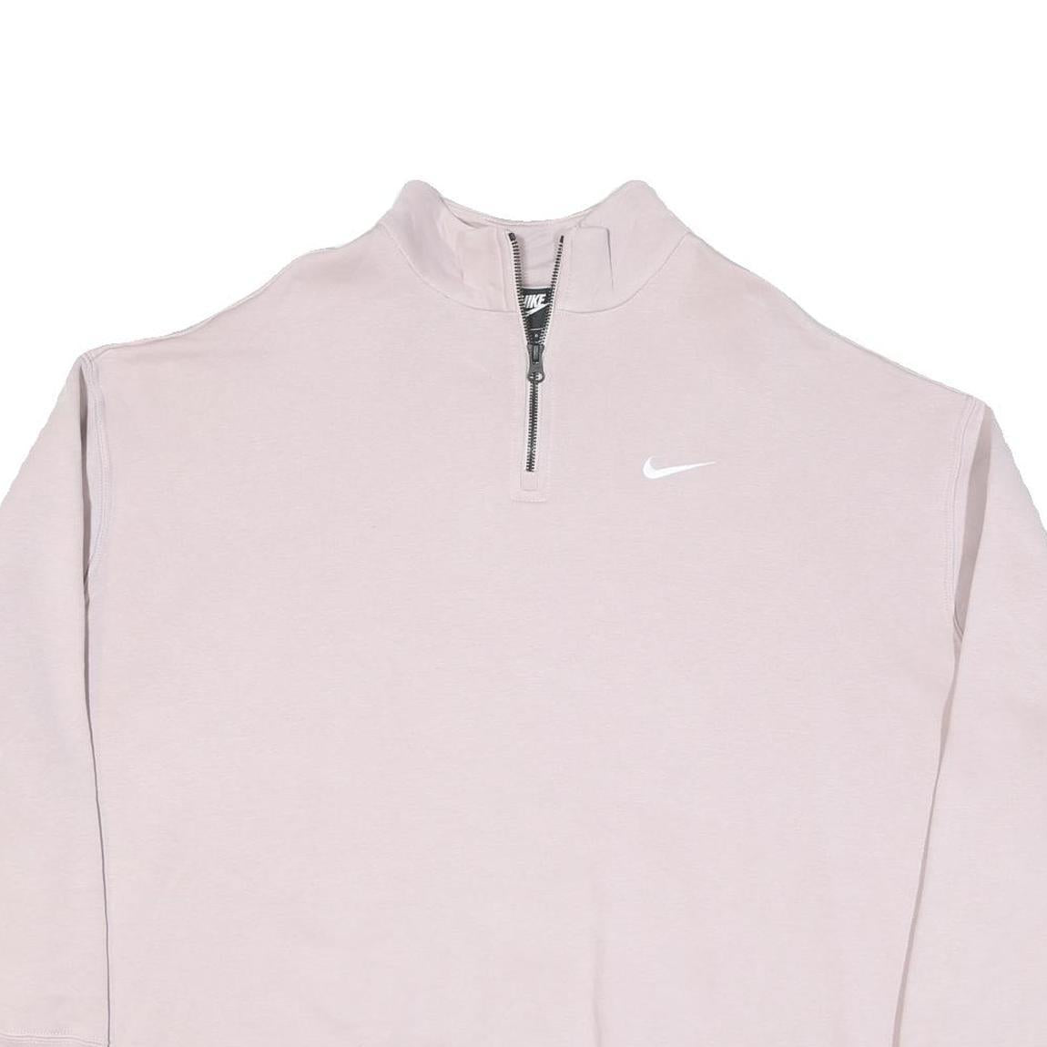 NIKE Mens Light Pink 1/4 Zip Sweatshirt L Casual Cotton Blend Pullover Top