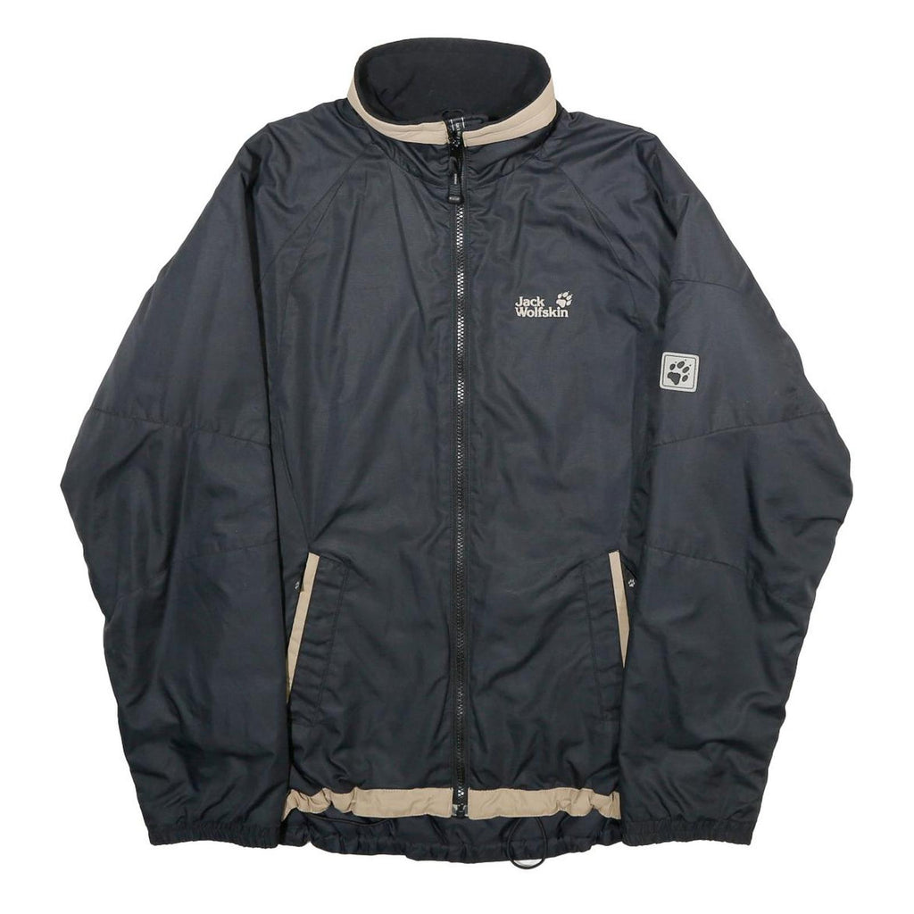 JACK WOLFSKIN Womens Black & Beige Outdoor Jacket UK 12 Polyester Zip Collar