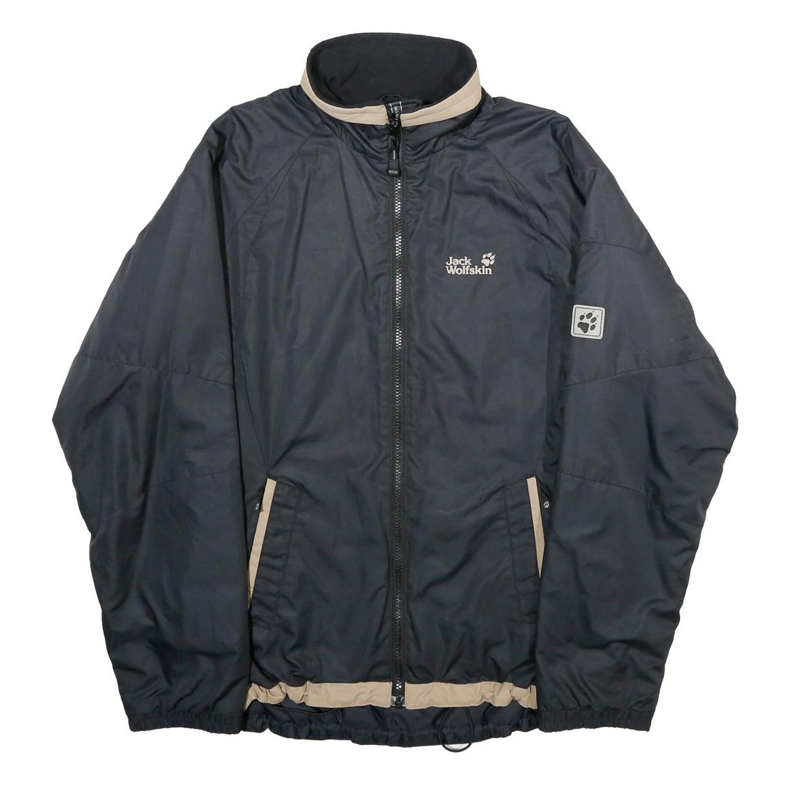 JACK WOLFSKIN Womens Black & Beige Outdoor Jacket UK 12 Polyester Zip Collar