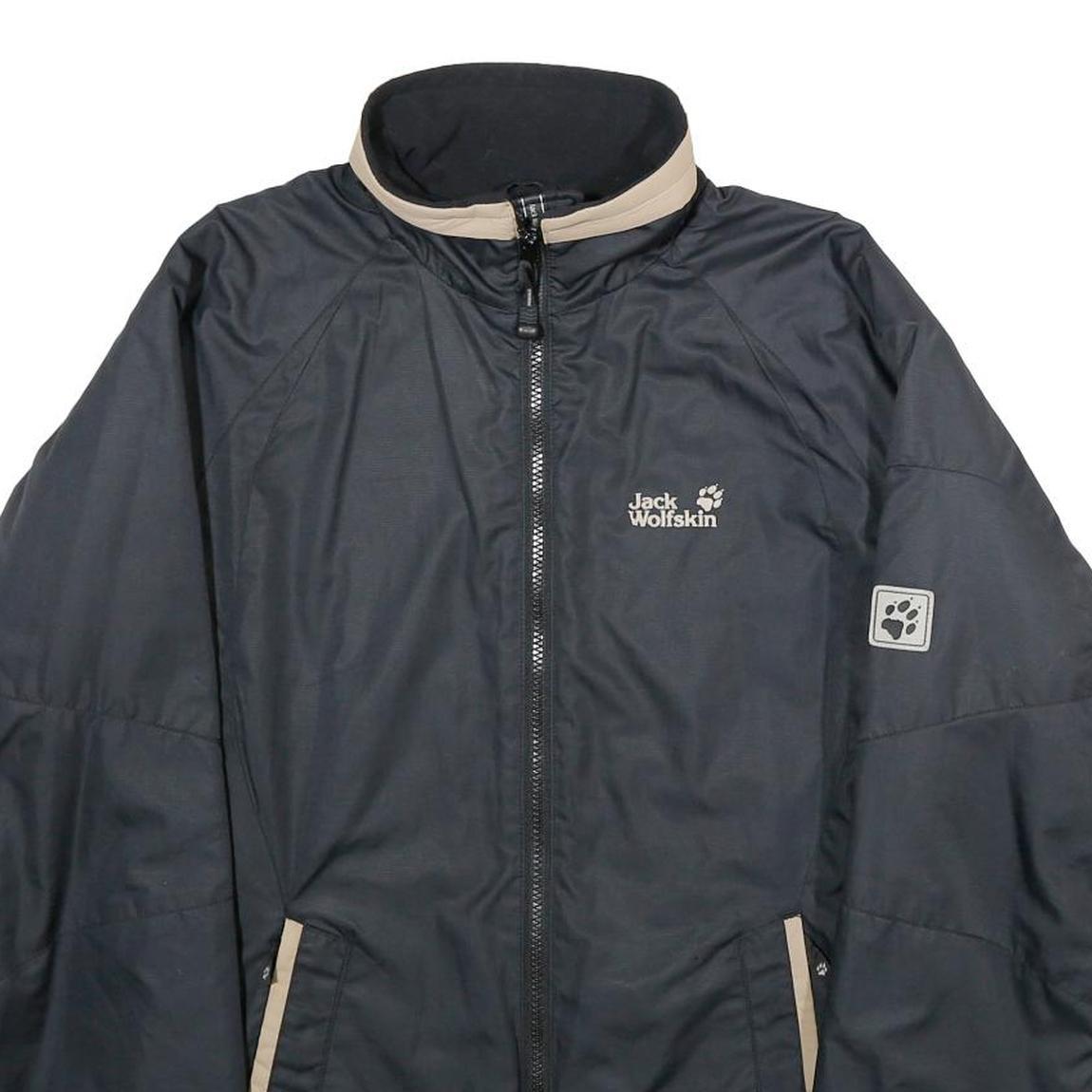 JACK WOLFSKIN Womens Black & Beige Outdoor Jacket UK 12 Polyester Zip Collar