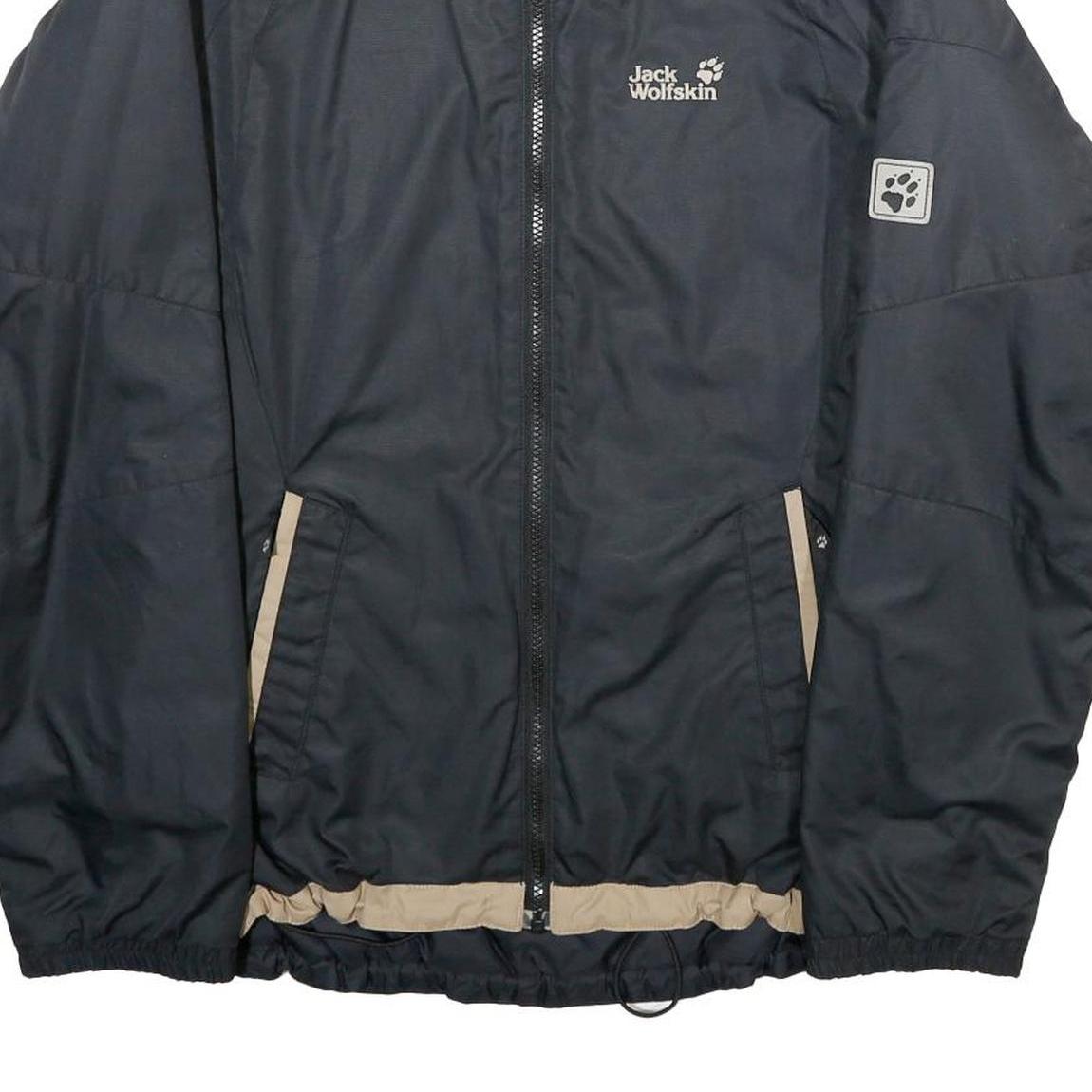 JACK WOLFSKIN Womens Black & Beige Outdoor Jacket UK 12 Polyester Zip Collar