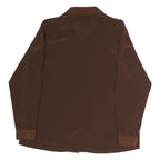 SUSAN GRAVER Womens Brown Long Sleeve Collared Top L Polyester Classic Shirt