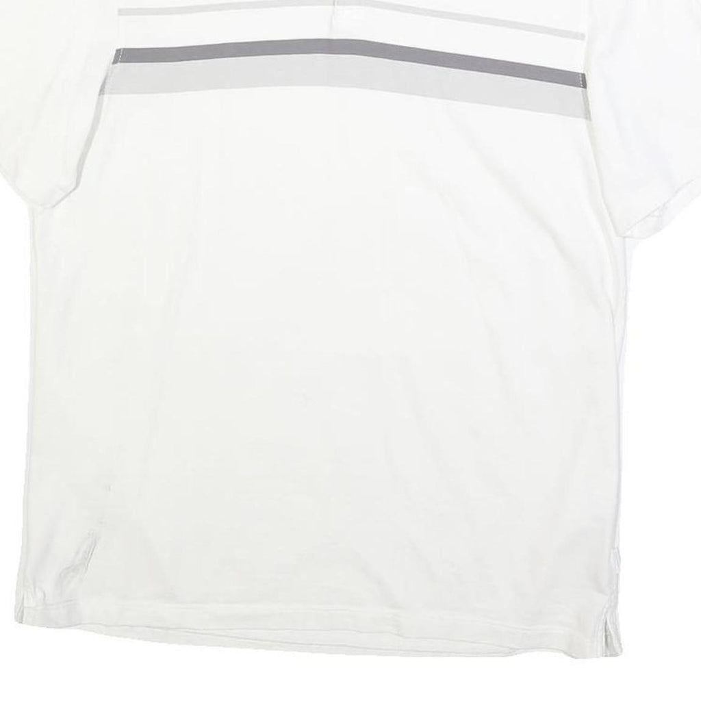 CALVIN KLEIN Mens White Polo Shirt M Cotton Blend Grey Striped Short Sleeve