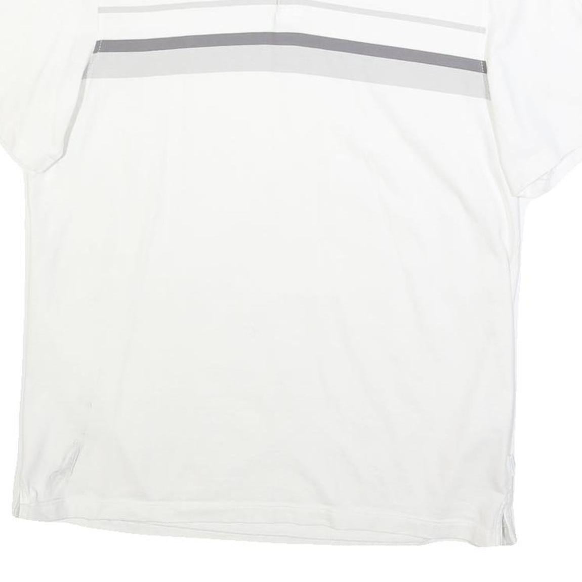 CALVIN KLEIN Mens White Polo Shirt M Cotton Blend Grey Striped Short Sleeve