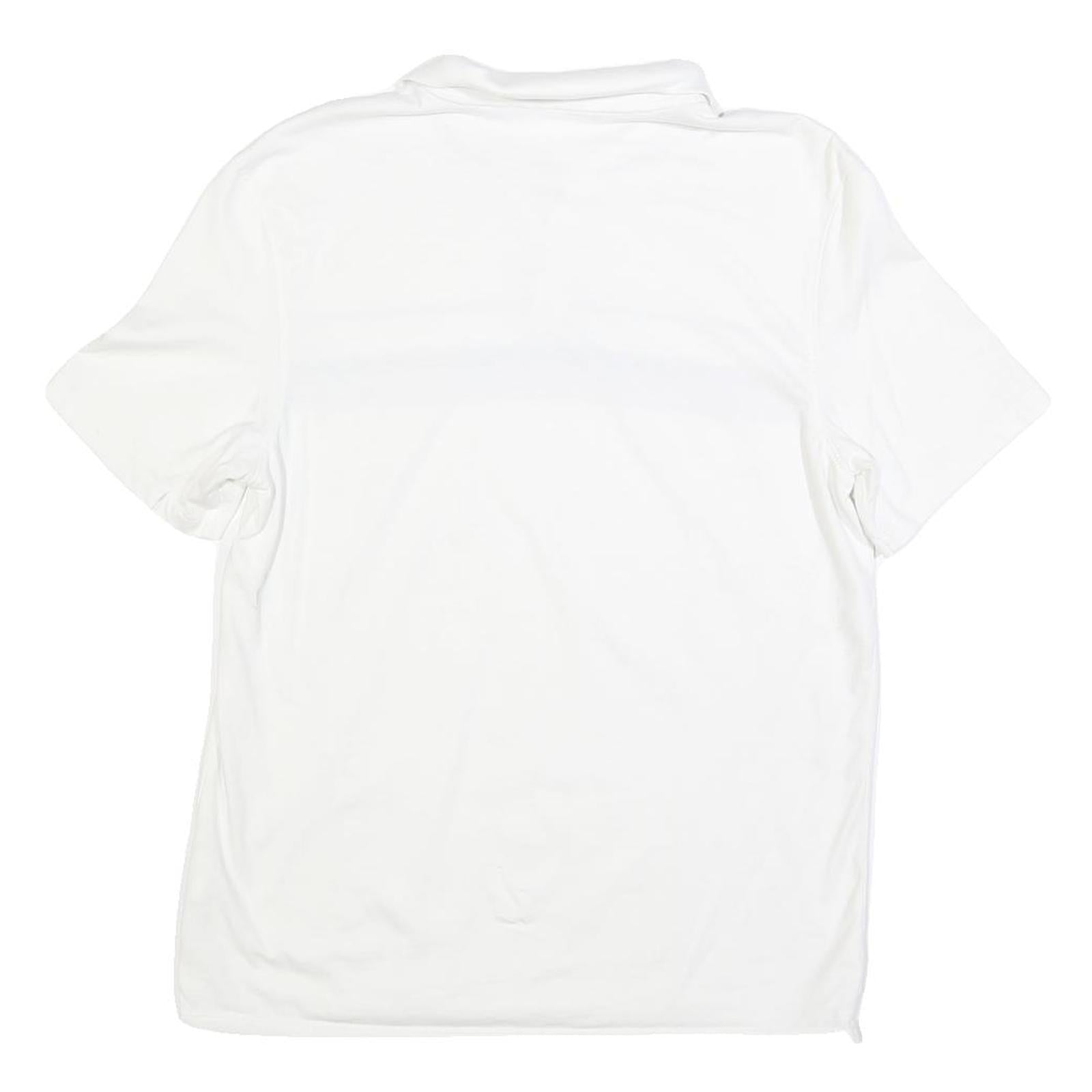 CALVIN KLEIN Mens White Polo Shirt M Cotton Blend Grey Striped Short Sleeve