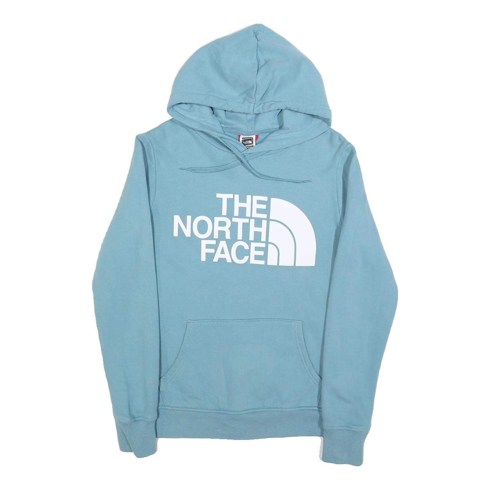 THE NORTH FACE Womens Blue Pullover Hoodie S Cotton Logo Sweatshirt