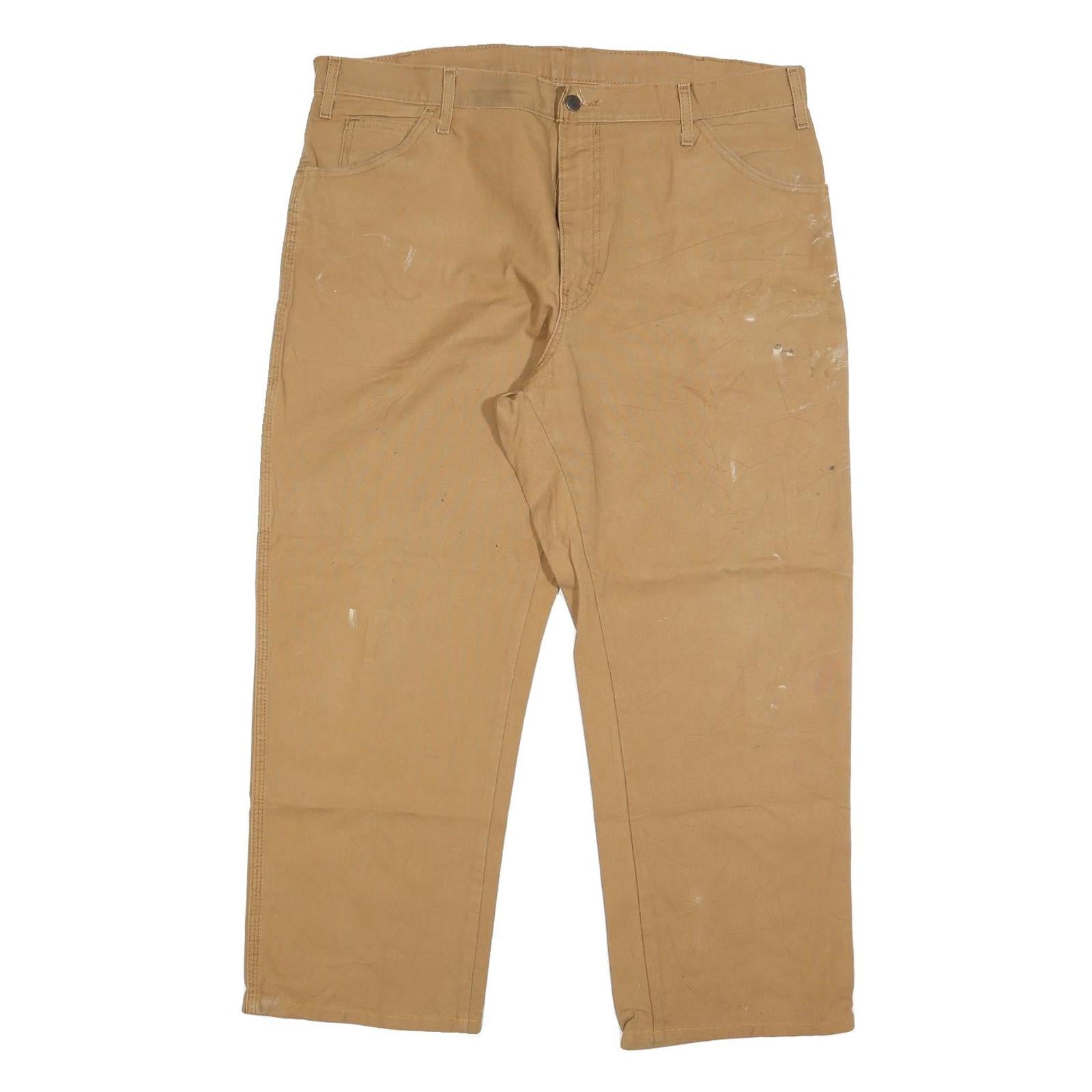 DICKIES Mens Regular Fit Beige Denim W38 L28 Workwear Zip Closure Jeans