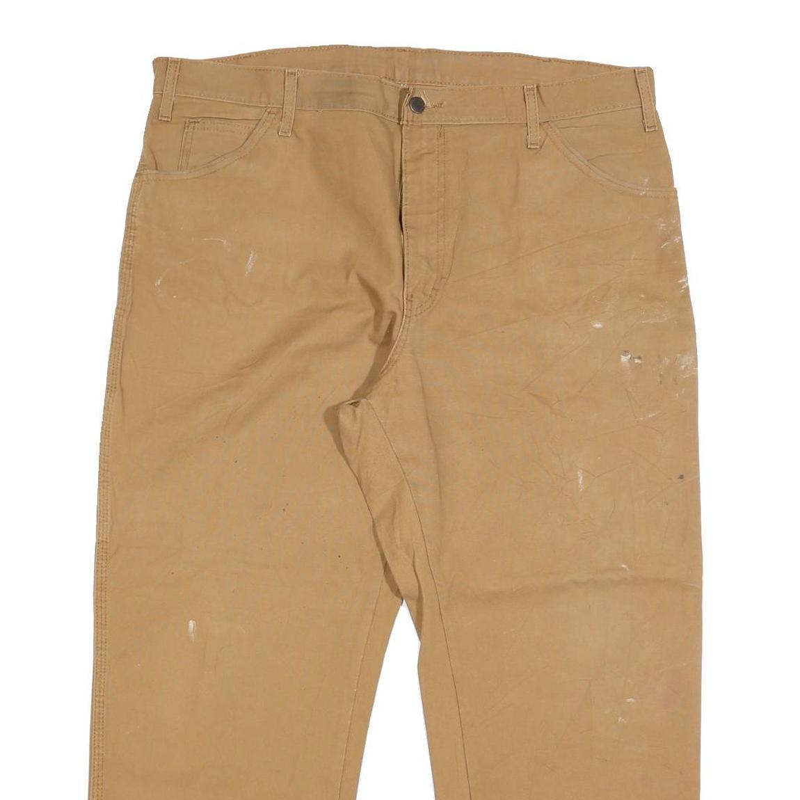 DICKIES Mens Regular Fit Beige Denim W38 L28 Workwear Zip Closure Jeans