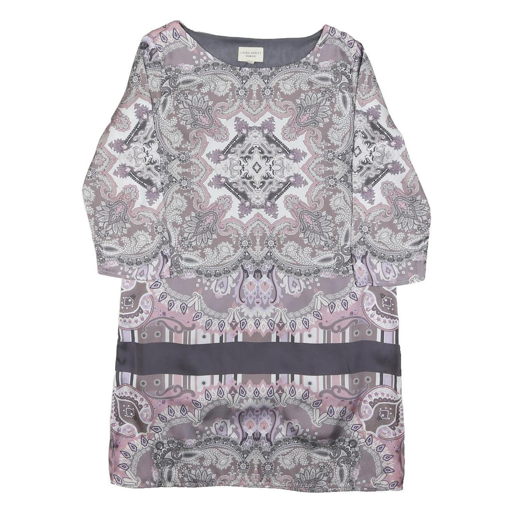 LAURA ASHLEY Womens Pink Grey Paisley Shift Polyester Dress UK 10 Floral Print