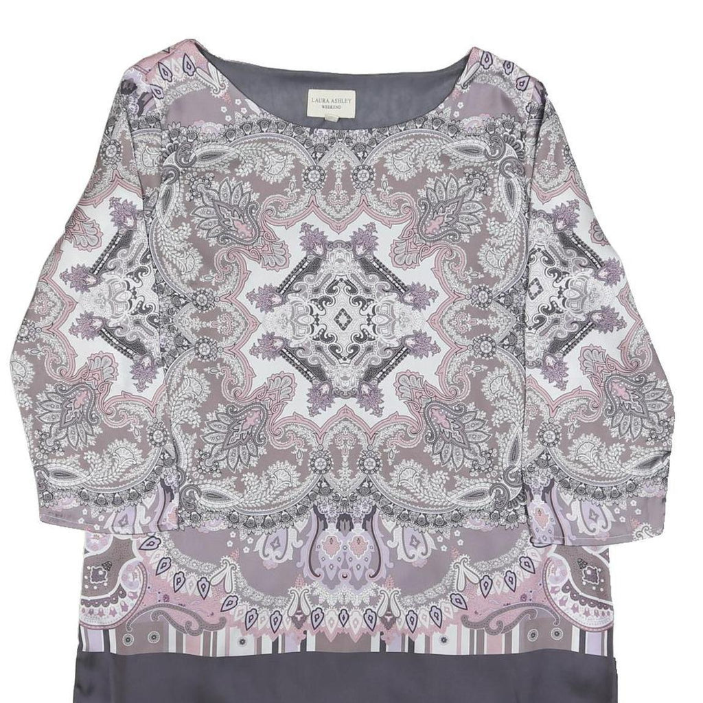 LAURA ASHLEY Womens Pink Grey Paisley Shift Polyester Dress UK 10 Floral Print