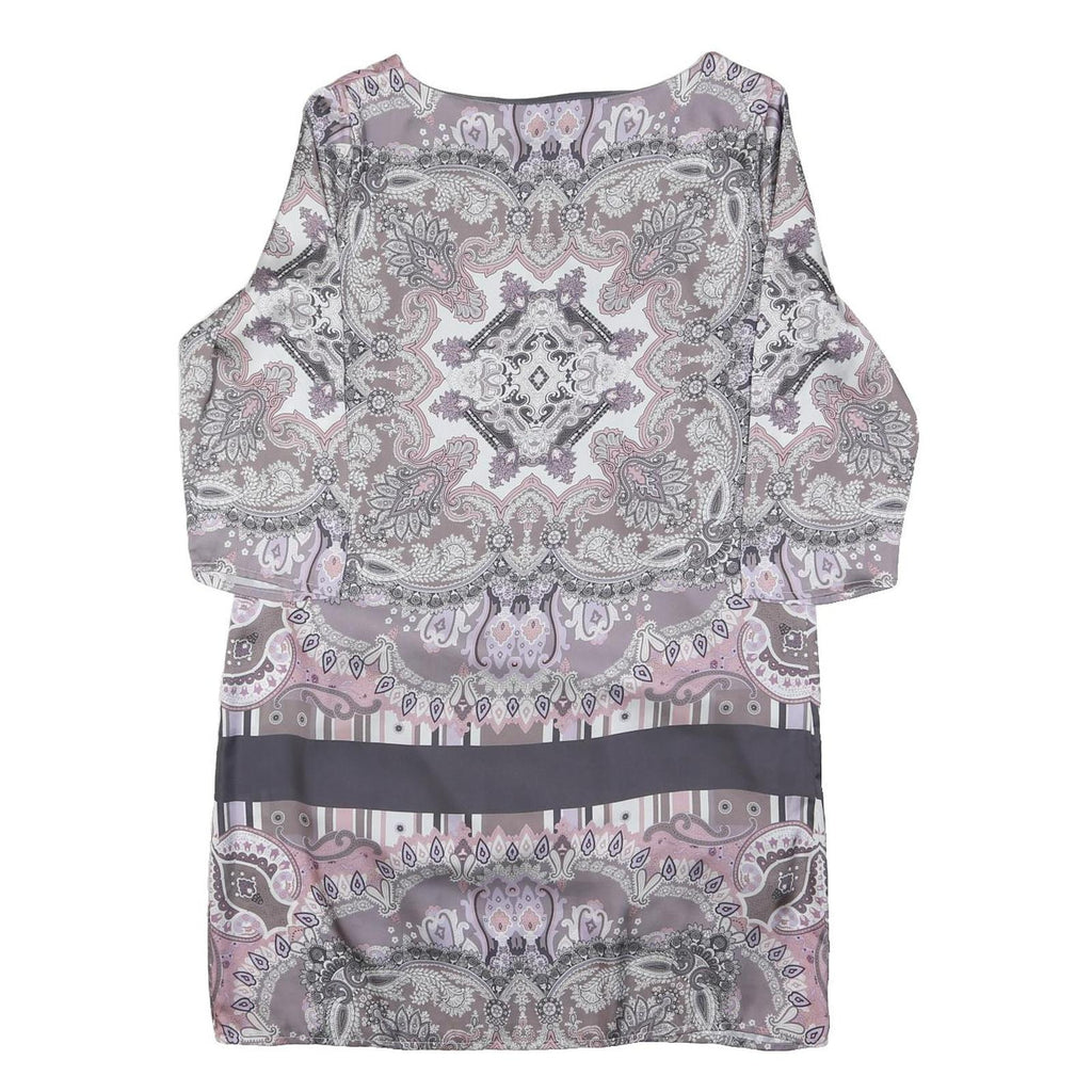 LAURA ASHLEY Womens Pink Grey Paisley Shift Polyester Dress UK 10 Floral Print