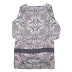 LAURA ASHLEY Womens Pink Grey Paisley Shift Polyester Dress UK 10 Floral Print