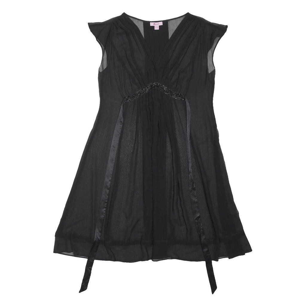 MONSOON Womens Black Fit & Flare Polyester Blend Dress Sleeveless V-Neck UK 14