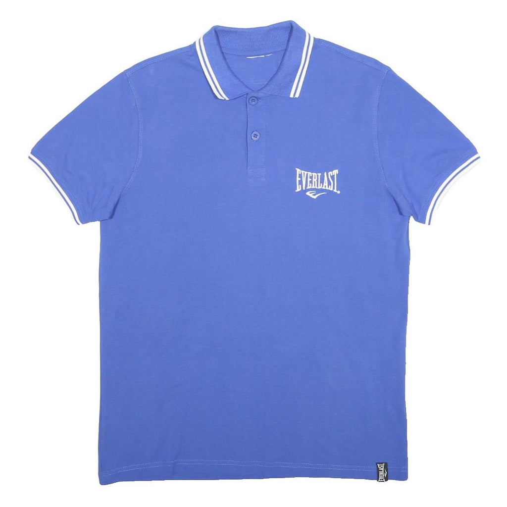 EVERLAST Mens Blue Polo Shirt M Cotton Short Sleeve Basic Sportswear