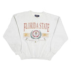 GALT Mens White Florida State Crew Neck L Cotton University Sweatshirt