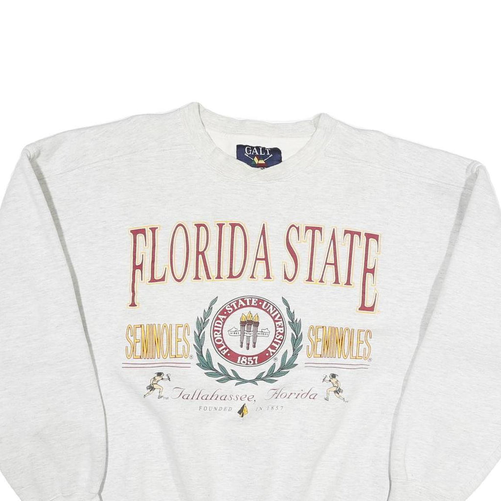 GALT Mens White Florida State Crew Neck L Cotton University Sweatshirt