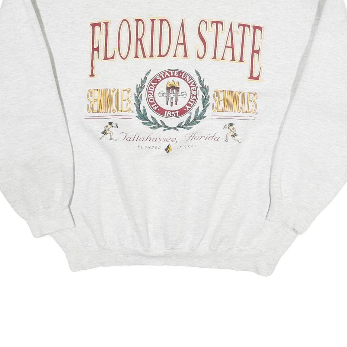 GALT Mens White Florida State Crew Neck L Cotton University Sweatshirt