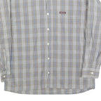MARLBORO Mens Blue & Brown Check Shirt M Button-Down Collar Long Sleeve Casual