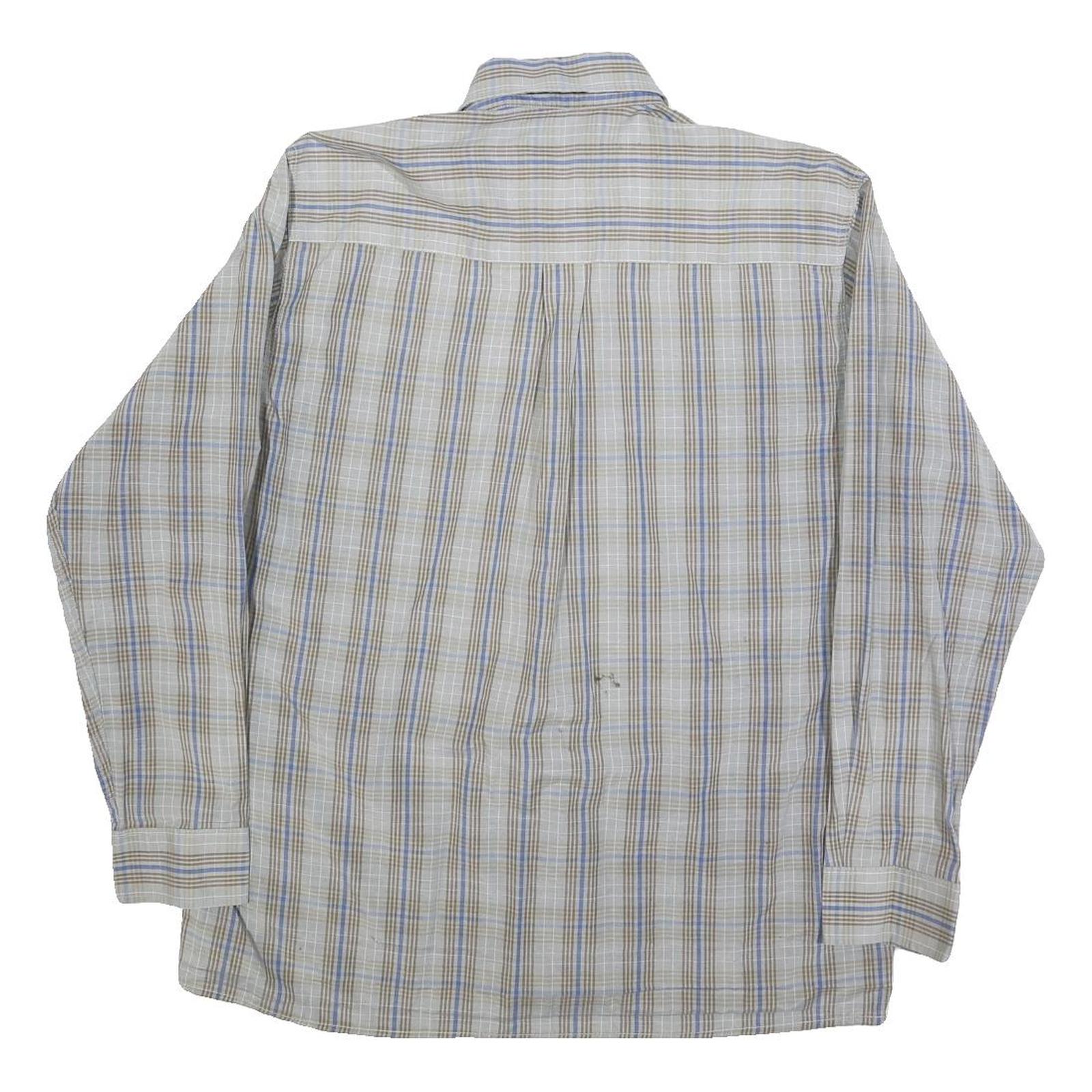 MARLBORO Mens Blue & Brown Check Shirt M Button-Down Collar Long Sleeve Casual