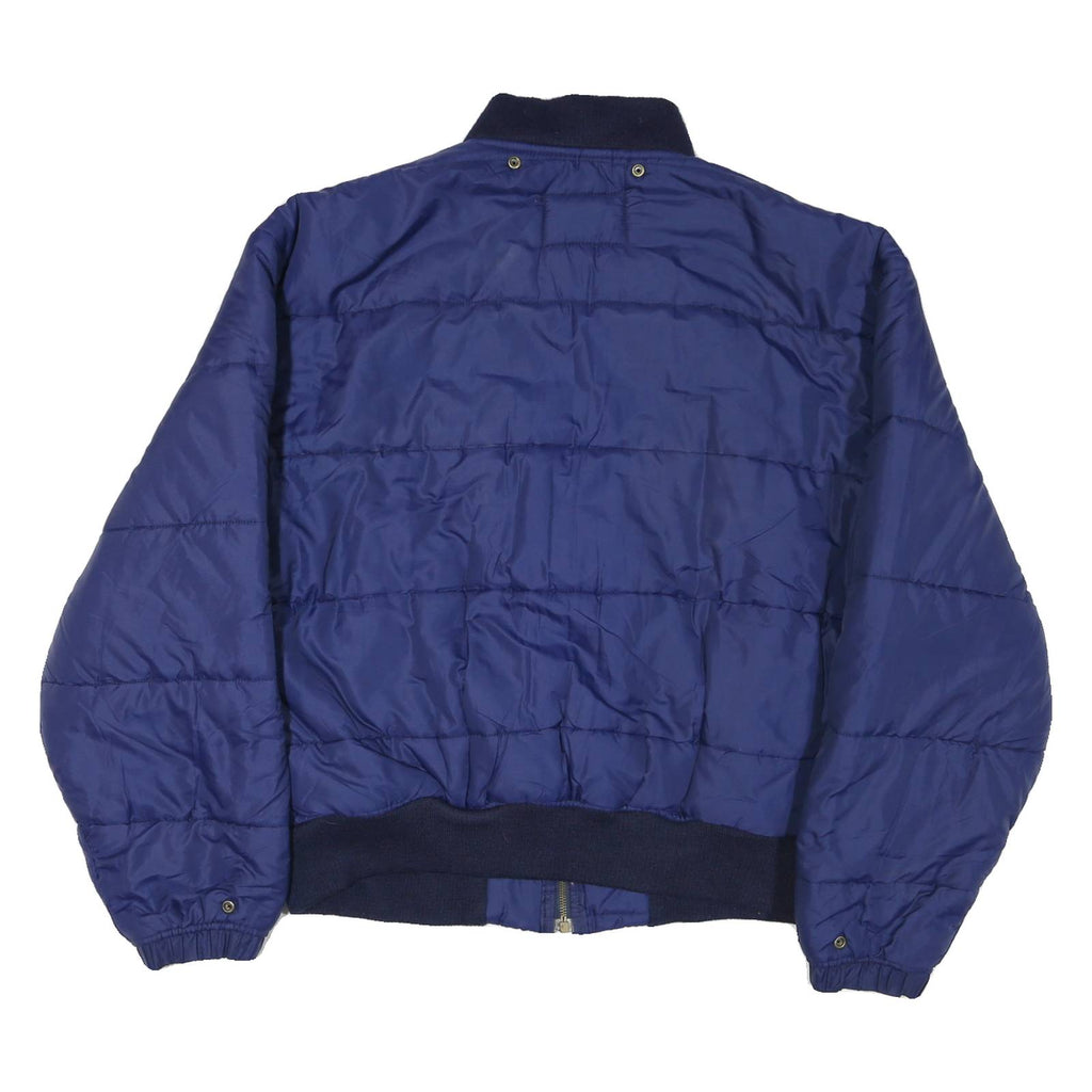 BENETTON Womens Blue Quilted Jacket L Polyester Blend Zip Bomber Style