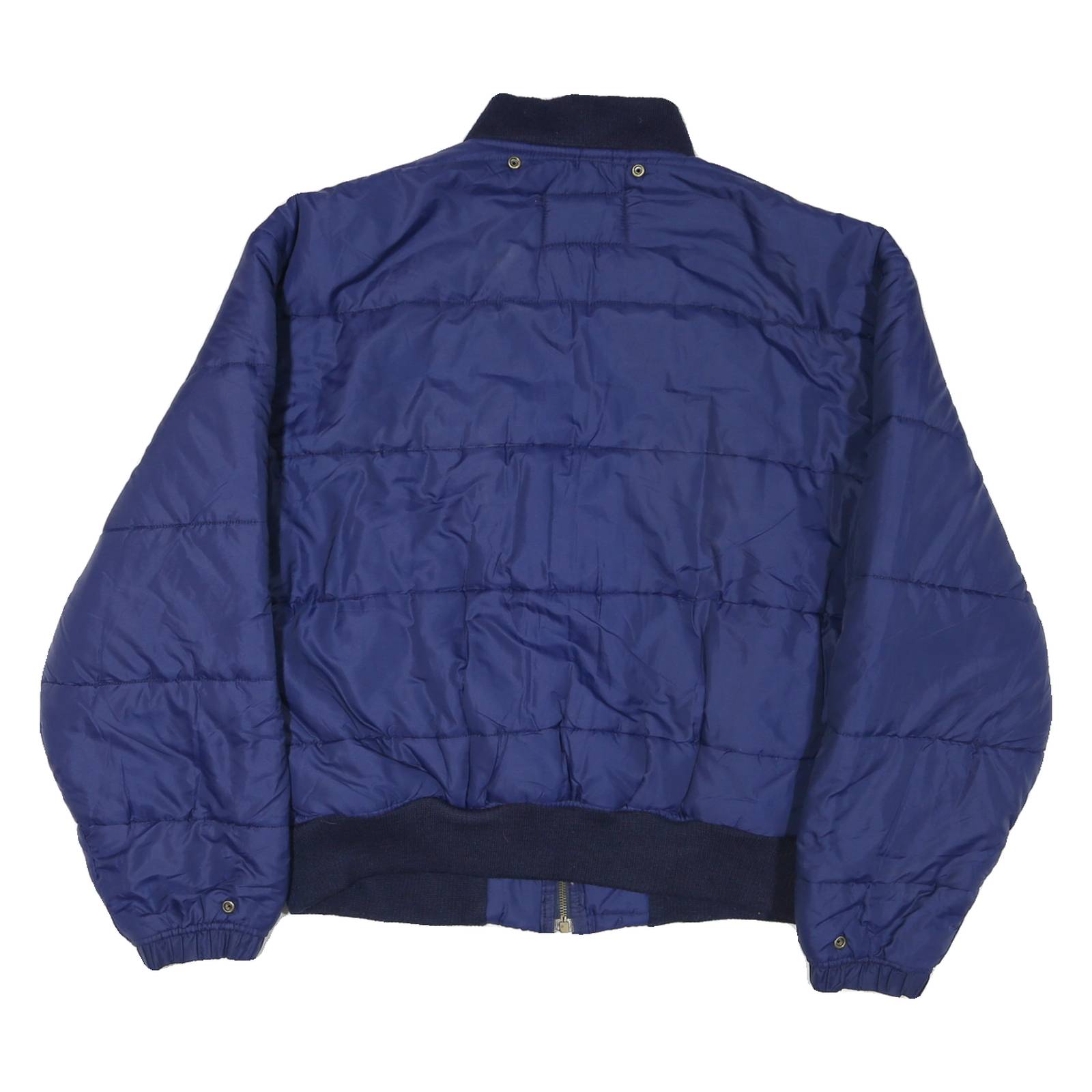 BENETTON Womens Blue Quilted Jacket L Polyester Blend Zip Bomber Style