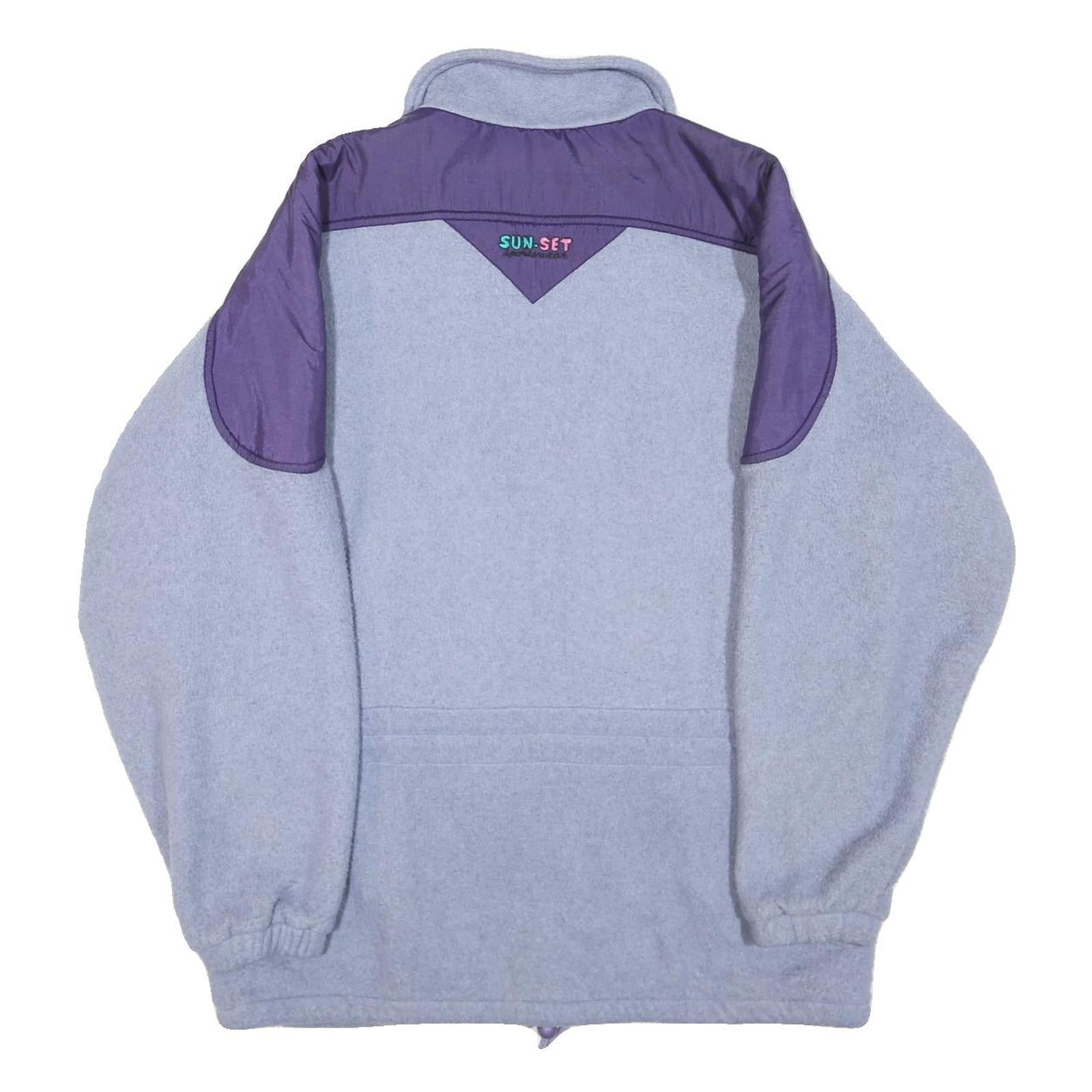 SUN-SET SPORTSWEAR Mens Blue & Purple Zip Jacket M Polyester Fleece Soft Warm