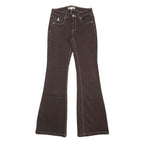 GARAGE DENIM Womens Regular Fit Brown Flared Denim Jeans W24 L32 Zip Cotton