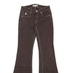GARAGE DENIM Womens Regular Fit Brown Flared Denim Jeans W24 L32 Zip Cotton