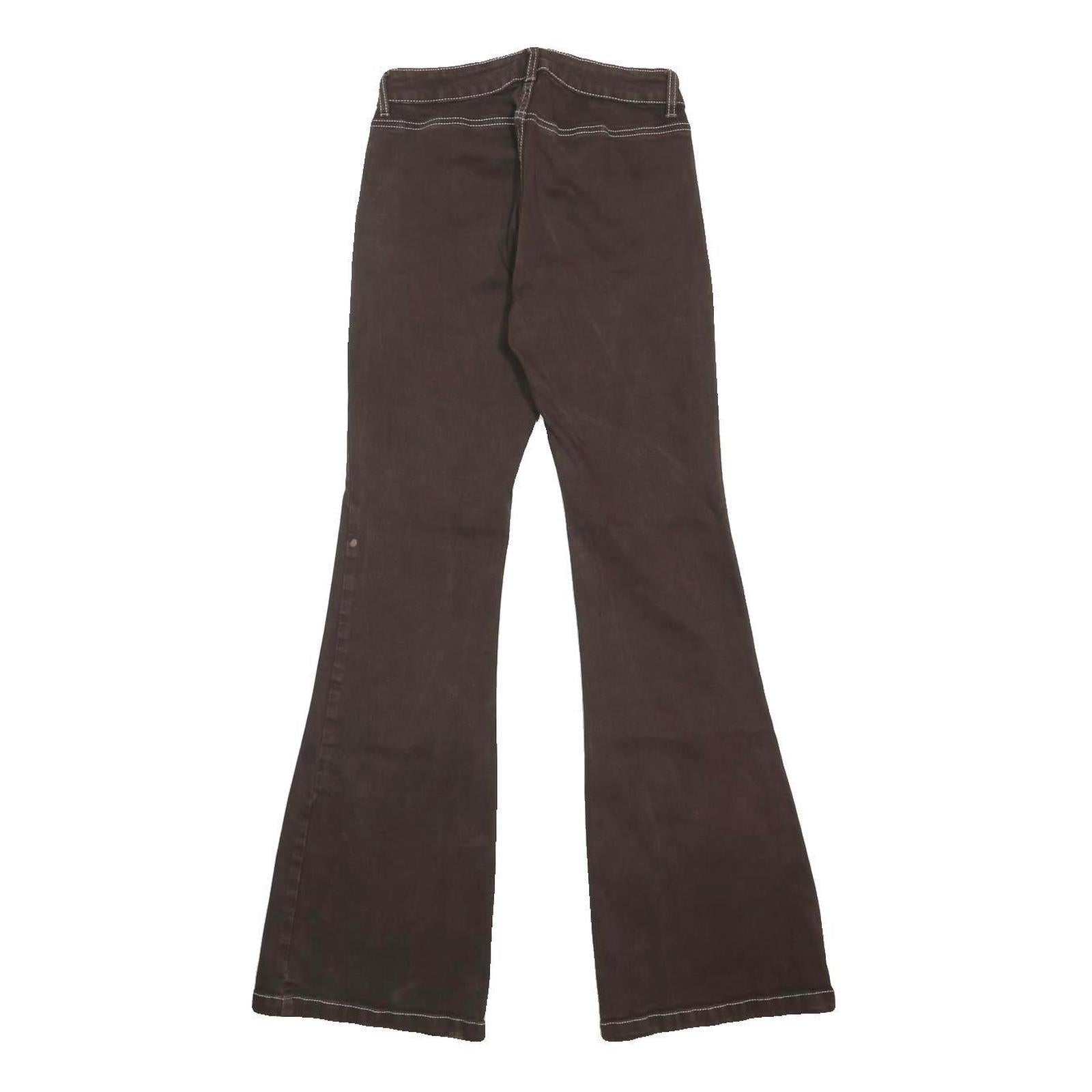 GARAGE DENIM Womens Regular Fit Brown Flared Denim Jeans W24 L32 Zip Cotton