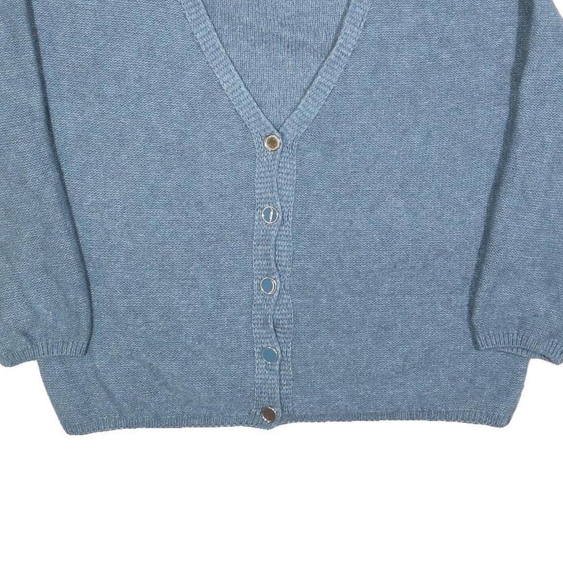 PROMOD Womens Blue Plain Pullover Jumper V-Neck Regular L Lightweight Knit