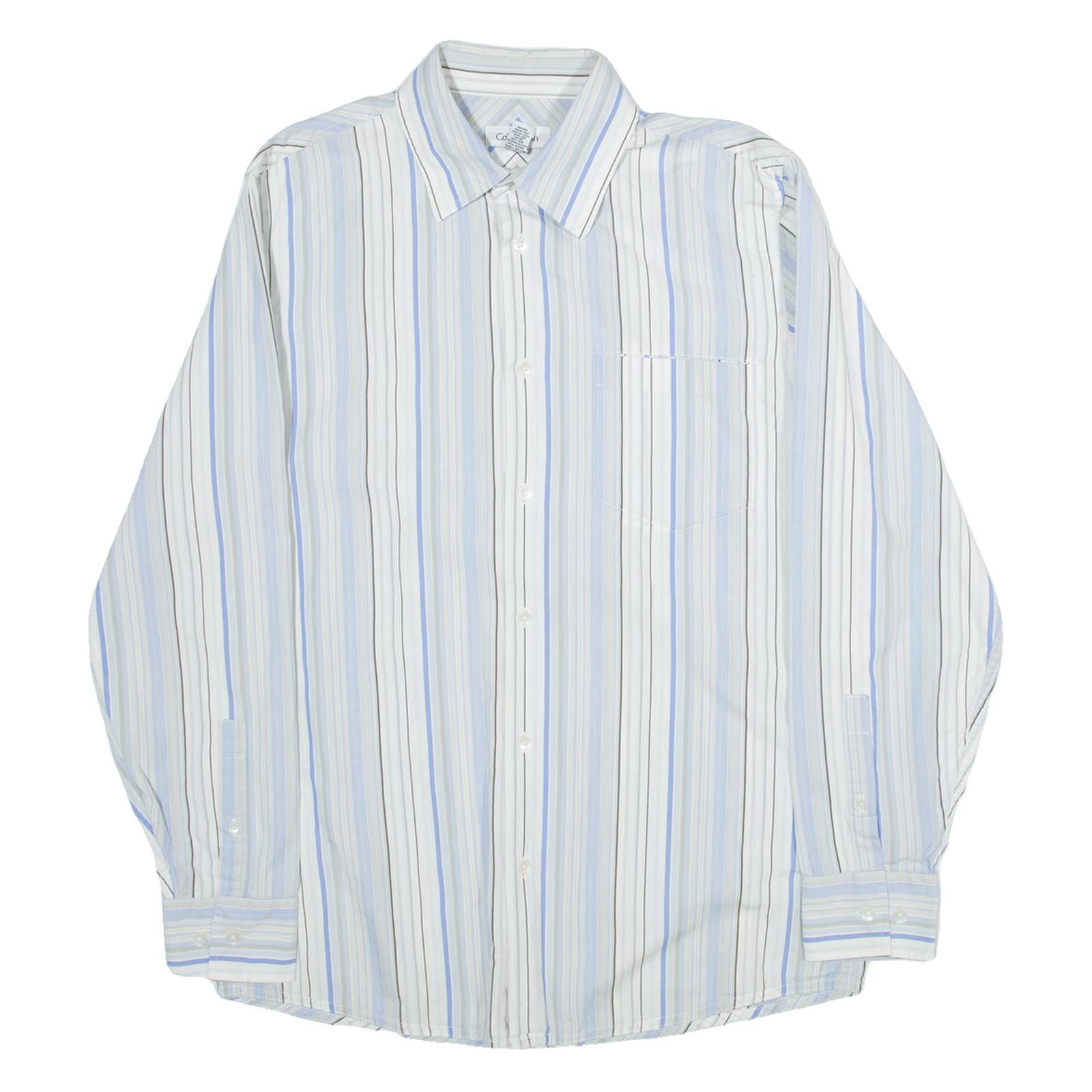 CALVIN KLEIN Mens Shirt Blue Striped Long Sleeve M