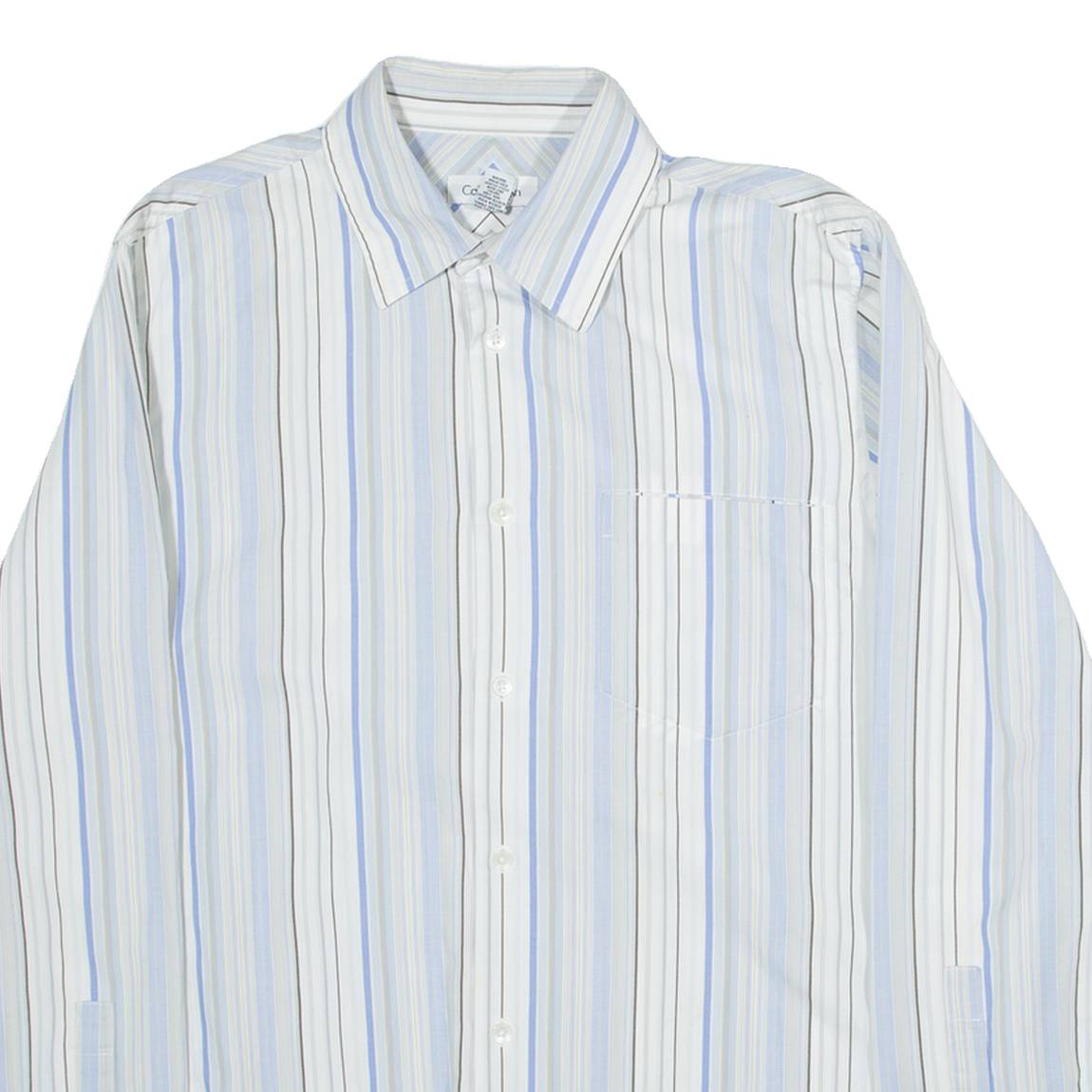 CALVIN KLEIN Mens Shirt Blue Striped Long Sleeve M