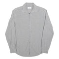 CALVIN KLEIN Mens Grey Check Shirt L Classic Collar Cotton Blend Long Sleeve