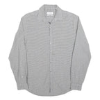 CALVIN KLEIN Mens Grey Check Shirt L Classic Collar Cotton Blend Long Sleeve