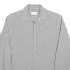 CALVIN KLEIN Mens Grey Check Shirt L Classic Collar Cotton Blend Long Sleeve