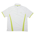 REEBOK Mens White & Lime Green Sports Polo L Short Sleeve Zip Neck Collar