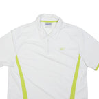 REEBOK Mens White & Lime Green Sports Polo L Short Sleeve Zip Neck Collar