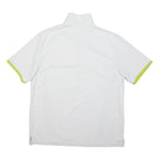 REEBOK Mens White & Lime Green Sports Polo L Short Sleeve Zip Neck Collar