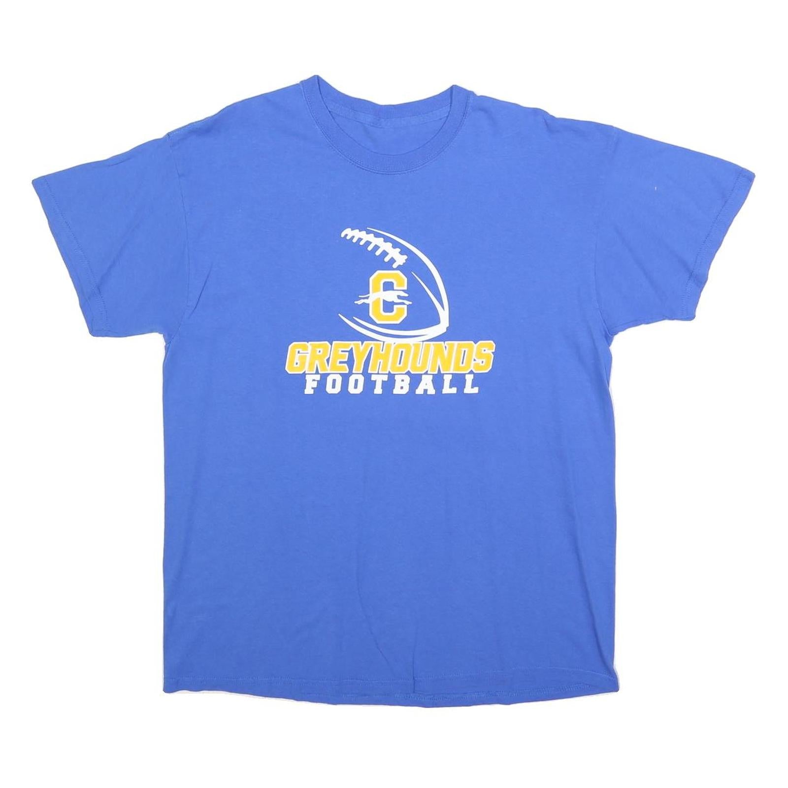 Mens Blue Greyhounds Football Graphic T-Shirt L Short Sleeve Crew Neck Cotton