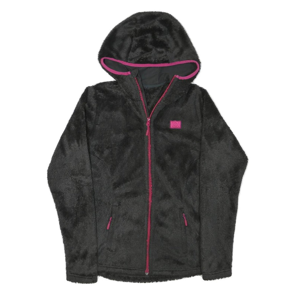 HELLY HANSEN Womens Black & Pink Hooded Zip Fleece Jacket XS Polyester Blend