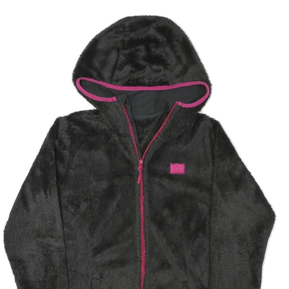 HELLY HANSEN Womens Black & Pink Hooded Zip Fleece Jacket XS Polyester Blend
