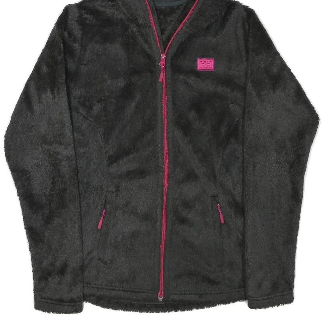 HELLY HANSEN Womens Black & Pink Hooded Zip Fleece Jacket XS Polyester Blend