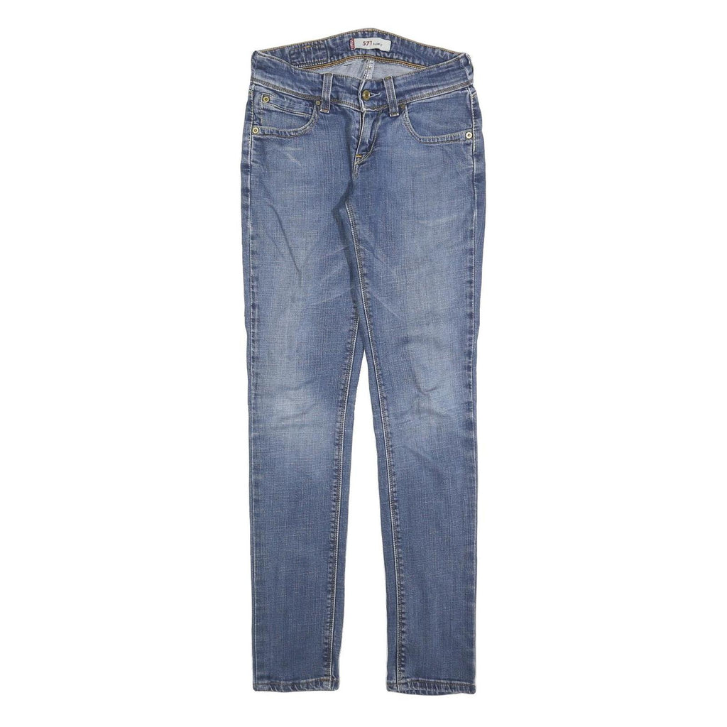 LEVI'S 571 Womens Jeans Blue Slim Skinny Denim Light W26 L30 Slim Fit Zip