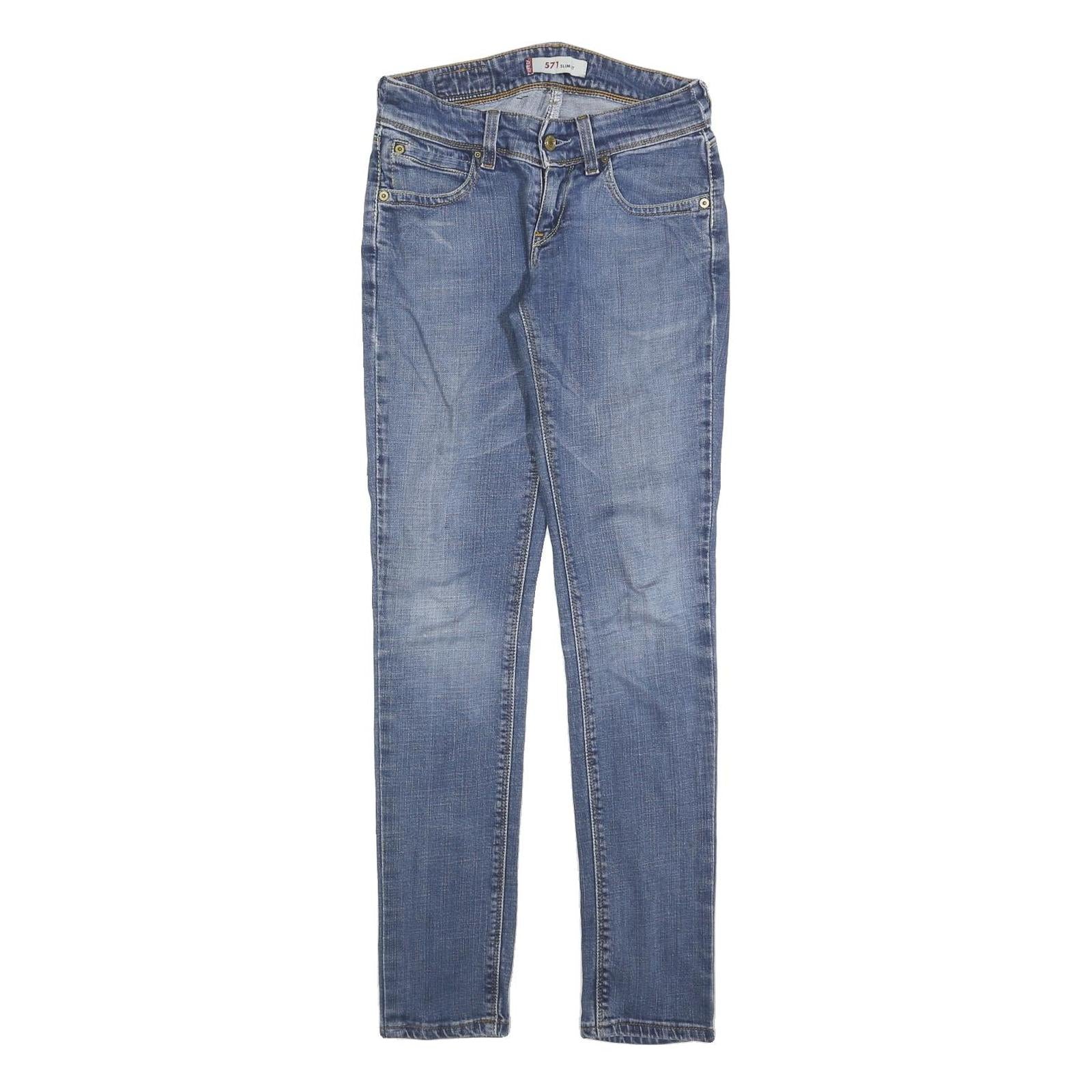 LEVI'S 571 Womens Jeans Blue Slim Skinny Denim Light W26 L30 Slim Fit Zip