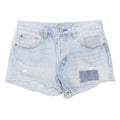 LEVI'S Womens Denim Blue Casual Cut-Off Shorts M W30 Distressed Patches