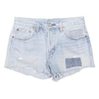 LEVI'S Womens Denim Blue Casual Cut-Off Shorts M W30 Distressed Patches
