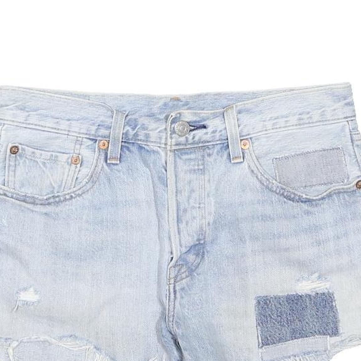 LEVI'S Womens Denim Blue Casual Cut-Off Shorts M W30 Distressed Patches