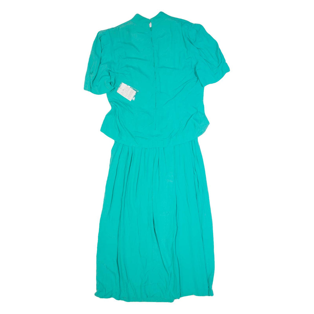KARIN STEVENS Womens Day Dress Green Short Sleeve Long M