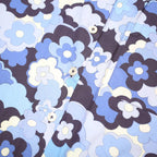 BALOU Womens Blue Floral Print Shirt S Short Sleeve Cotton Blend Summer Top