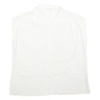 ACKERMAN Womens White Cotton Blend Sleeveless Button Neck Shirt M Casual